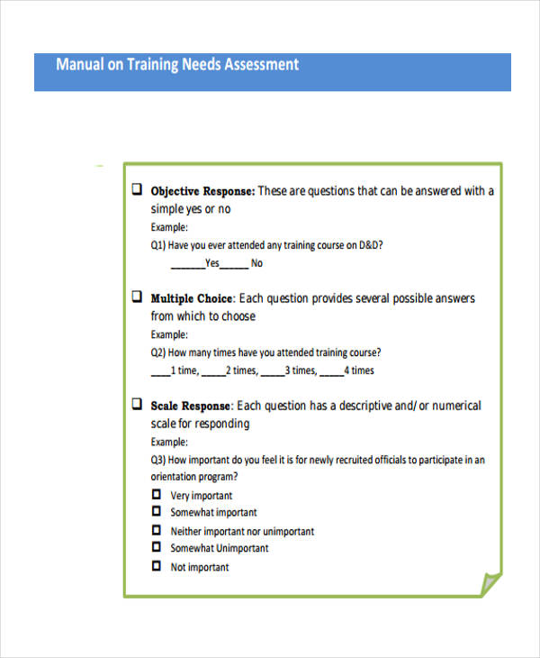 hospital training needs assessment survey