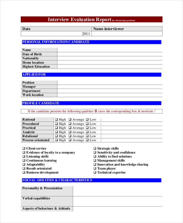 marketing interview assessment in pdf