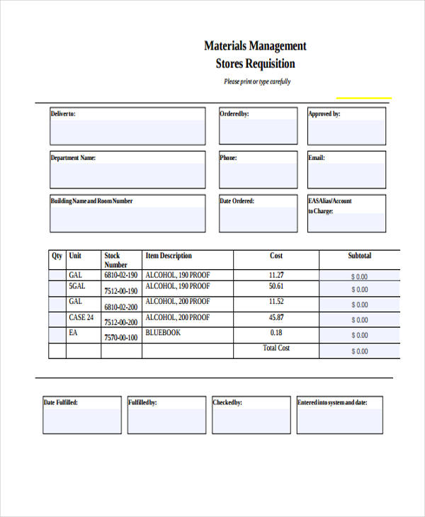 material management requisition form