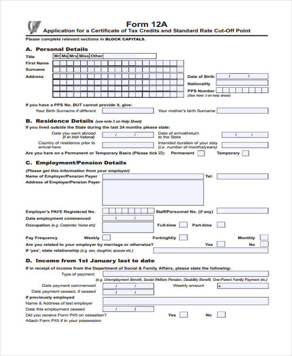 maternity home tax credit application form