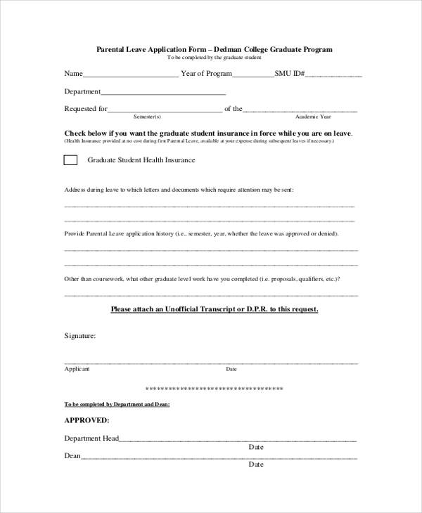 maternity student leave application form