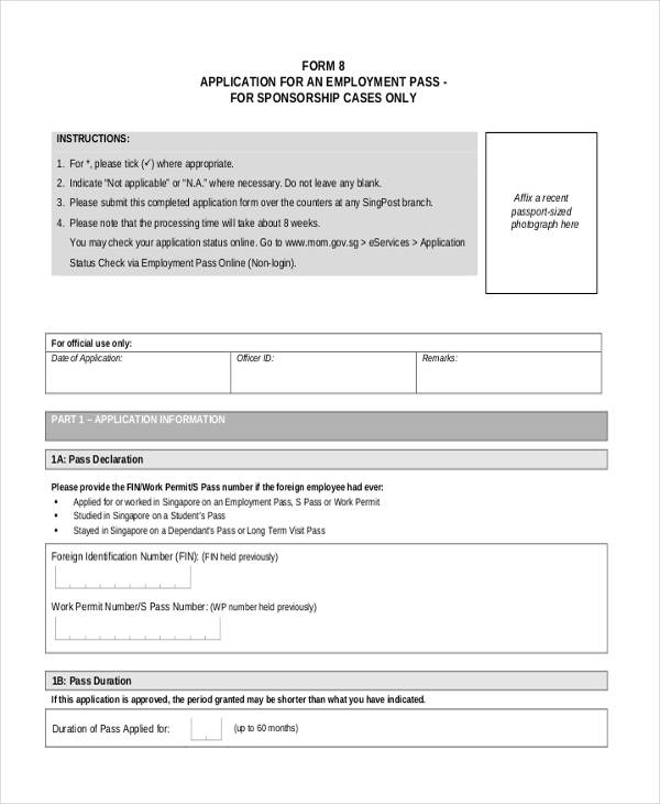 medical employee pass application form