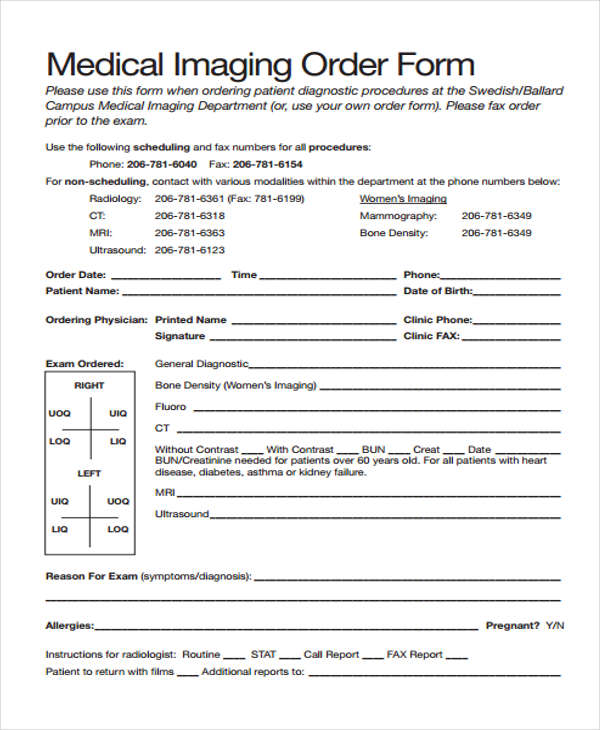 FREE 10+ Medical Order Forms in PDF Excel