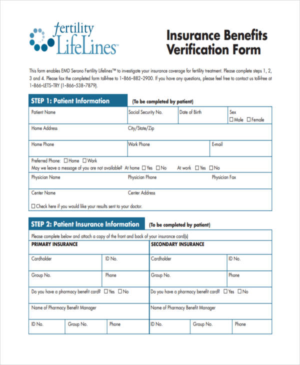 Medical Insurance Verification Form Templates Free Printable Vrogue