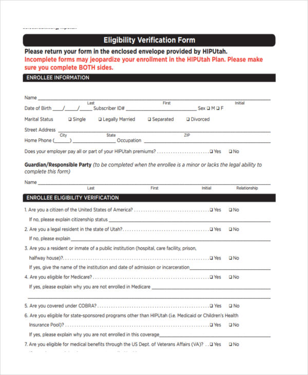 medical insurance eligibility verification form1
