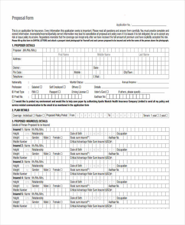 FREE 38+ Insurance Proposal Forms in PDF