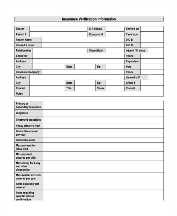 FREE 23+ Insurance Verification Forms in PDF | MS Word