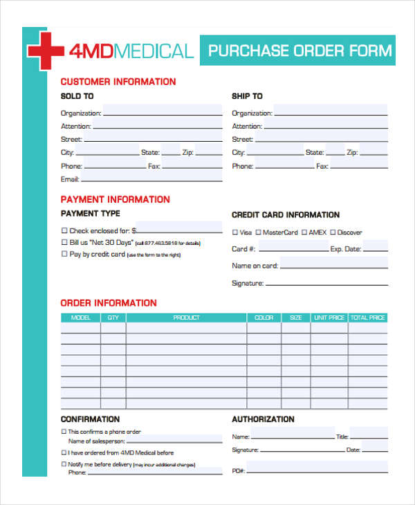 Free 10 Medical Order Forms In Pdf Excel 1724