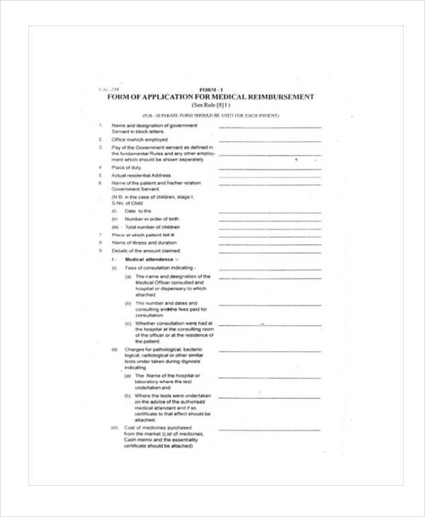 medical reimbursement claim application form1