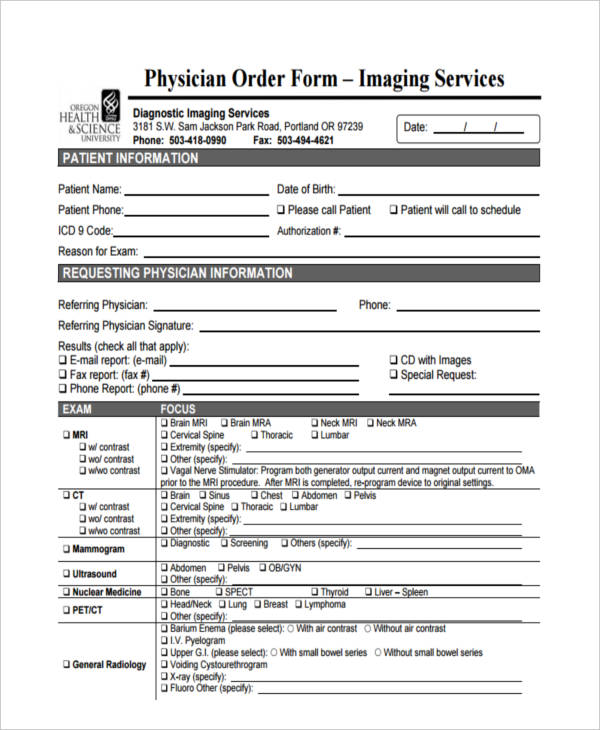 FREE 11+ Sample Medical Order Forms in PDF | Excel