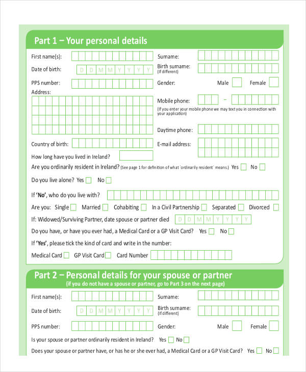medical visit card application form