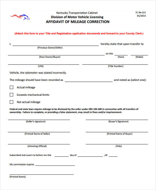 Free 8 Correction Affidavit Forms In Pdf 4760