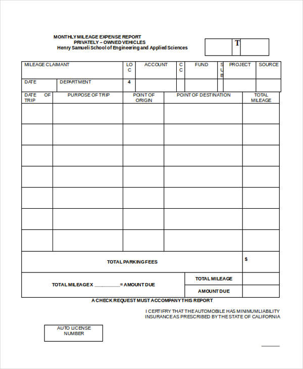 monthly mileage expense report form2