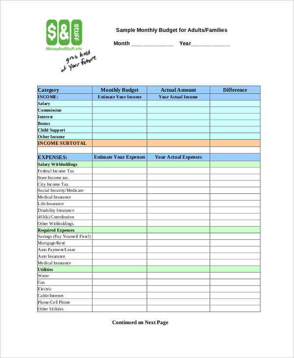 monthly personal expense report form