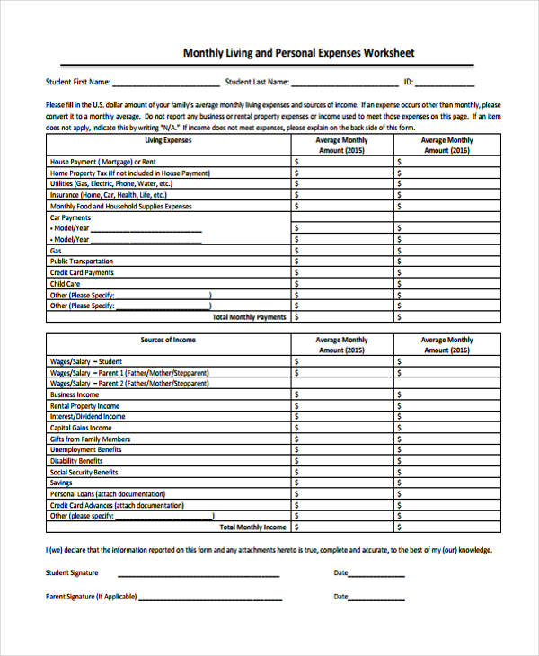 monthly personal expense report form1