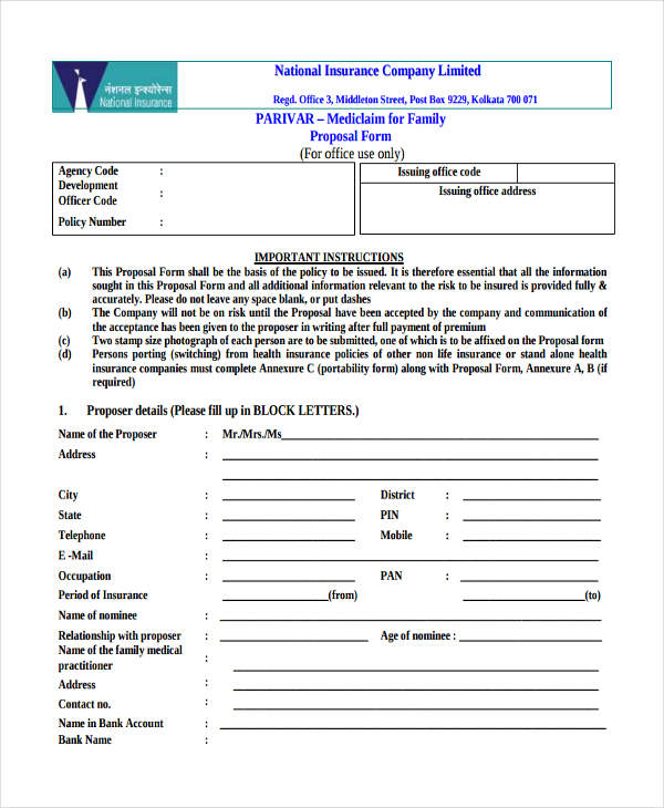 FREE 38+ Insurance Proposal Forms in PDF