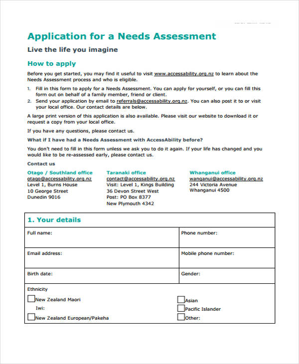 needs assessment application form1