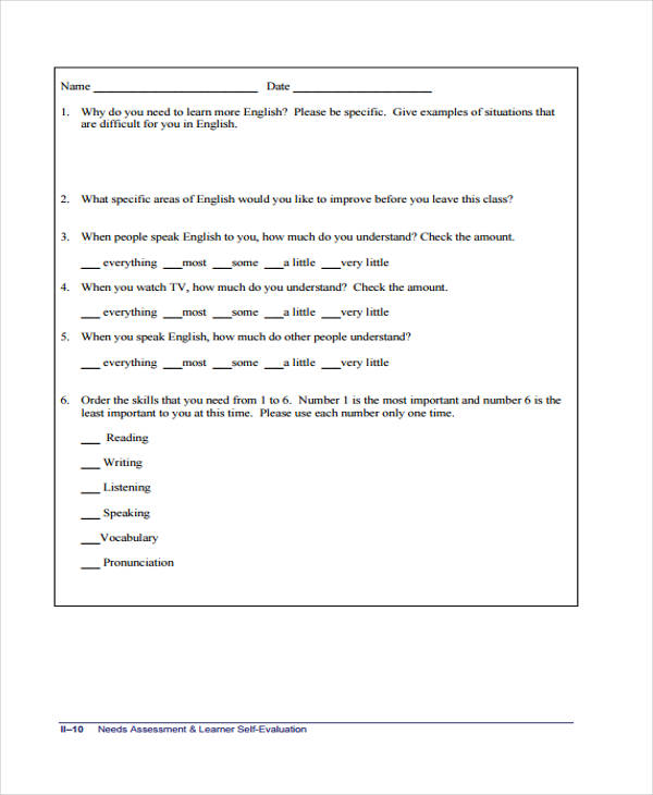 Needs Assessment Survey Template from images.sampleforms.com