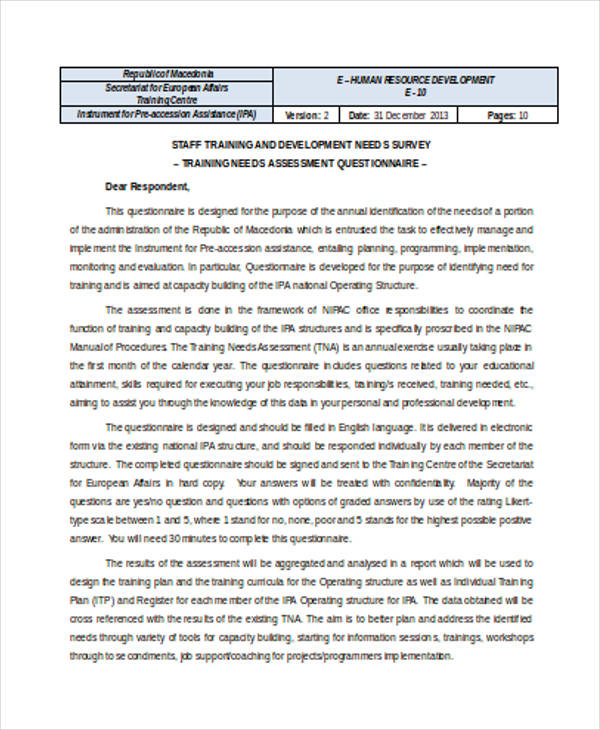FREE 35+ Needs Assessment Form Samples, PDF, MS Word, Google Docs, Excel