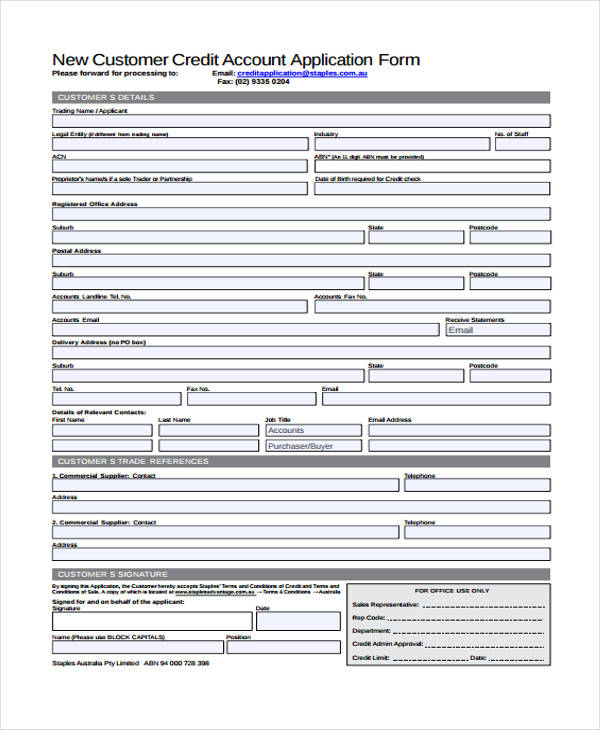 new customer credit account application form1