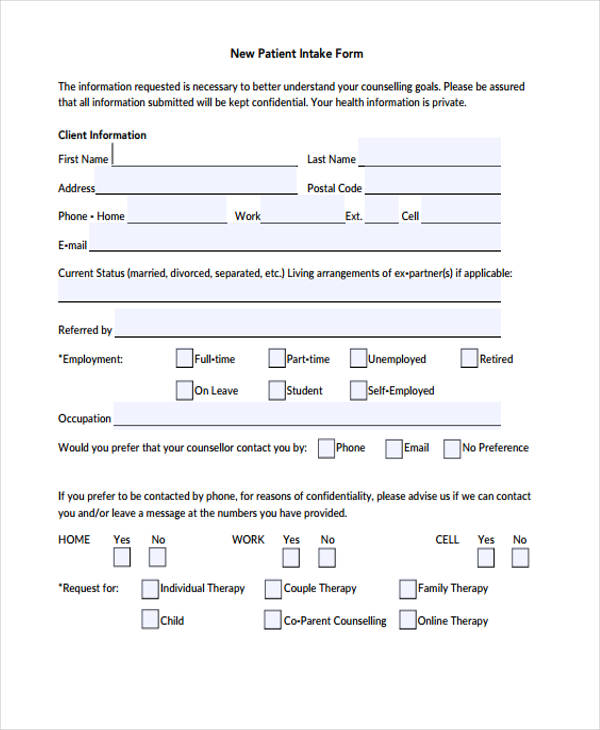 new patient counseling form