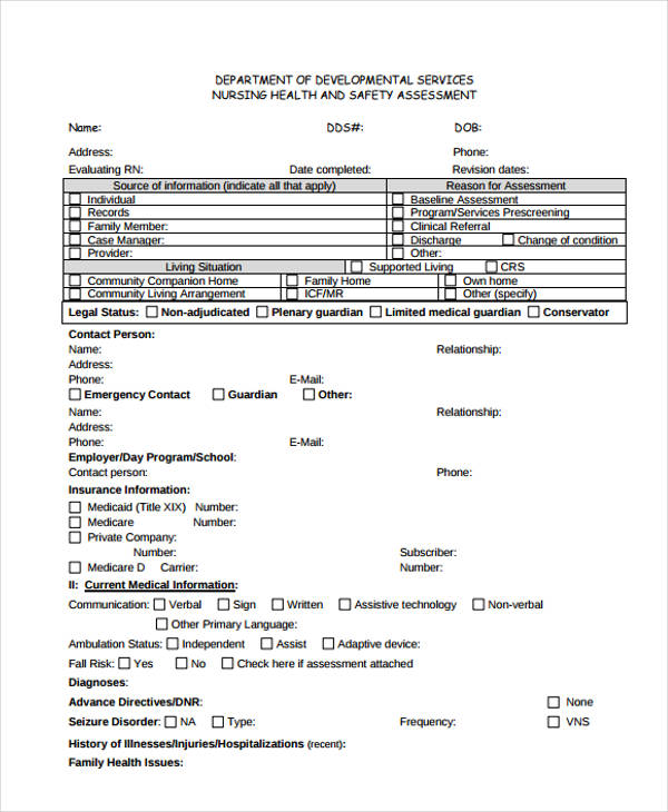 FREE 22+ Nursing Assessment Forms in PDF