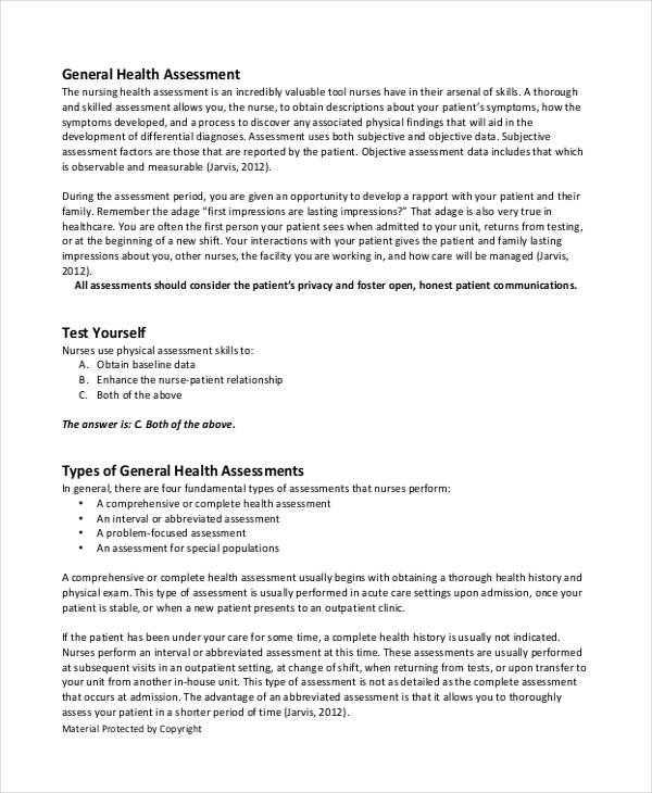 health assessment essay