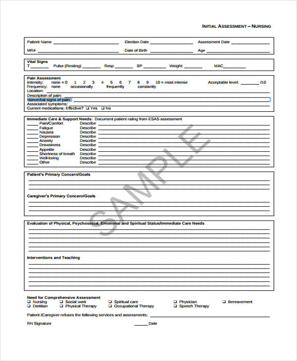 Free 22+ Nursing Assessment Forms In Pdf 