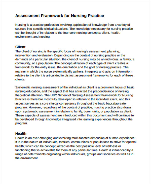 nursing practice assessment framework form1