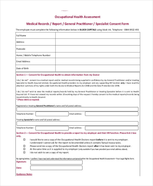 occupational health assessment report form1