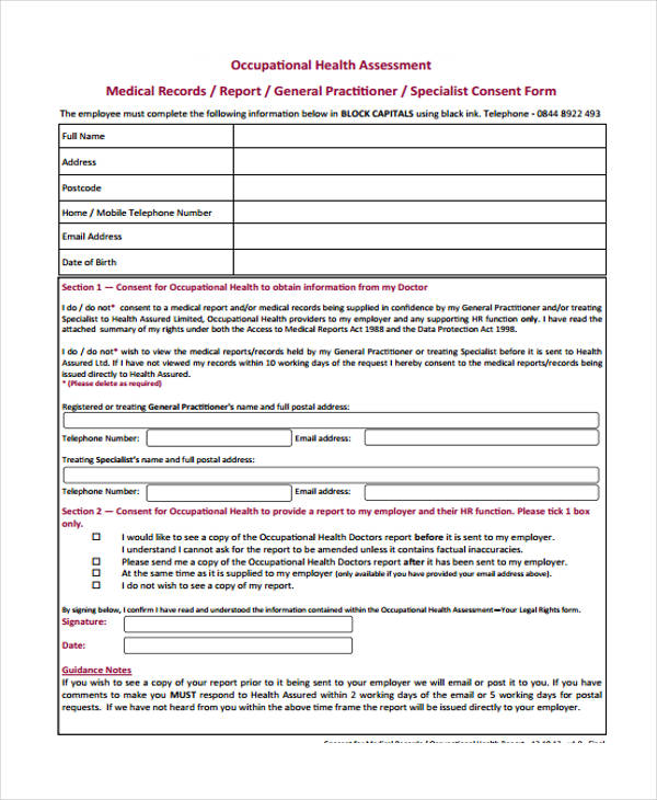 FREE 39+ Health Assessment Form Samples in PDF | MS Word