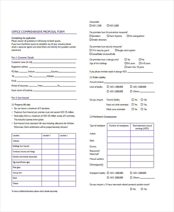 office comprehensive proposal form