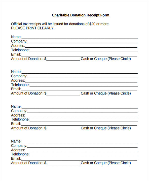 FREE 16+ Donation Receipt Form Samples, PDF, MS Word, Google Docs, Excel