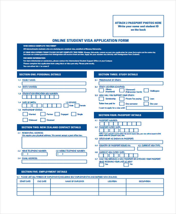 online student visa application form