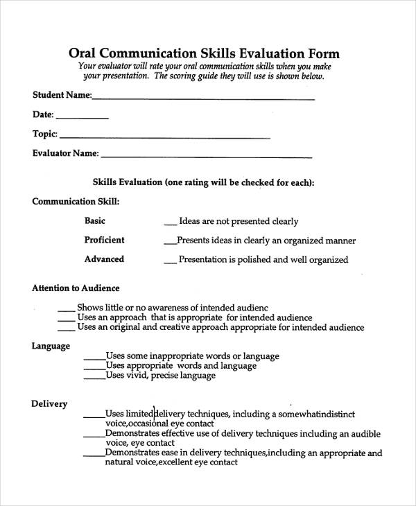 oral communication skills evaluation