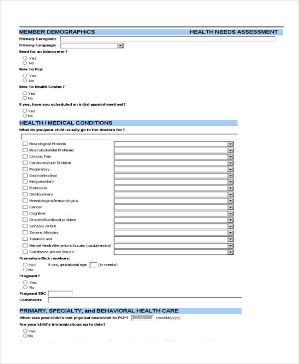 FREE 50+ Health Assessment Forms in PDF