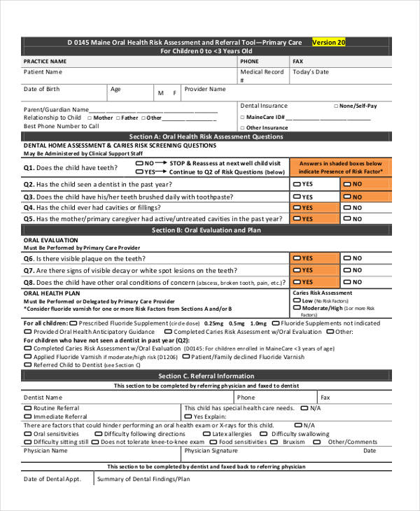 Dental Referral Form Template