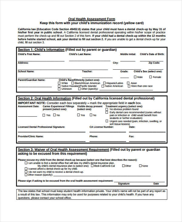 Free 50 Health Assessment Forms In Pdf 5230