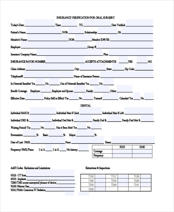 FREE 23  Insurance Verification Forms in PDF MS Word