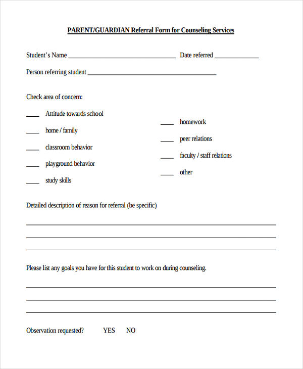 parent counseling referral form