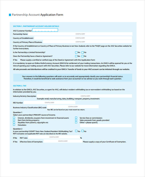 partnership annuity application form