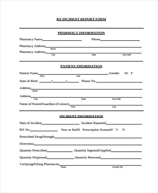 patient fall incident report form
