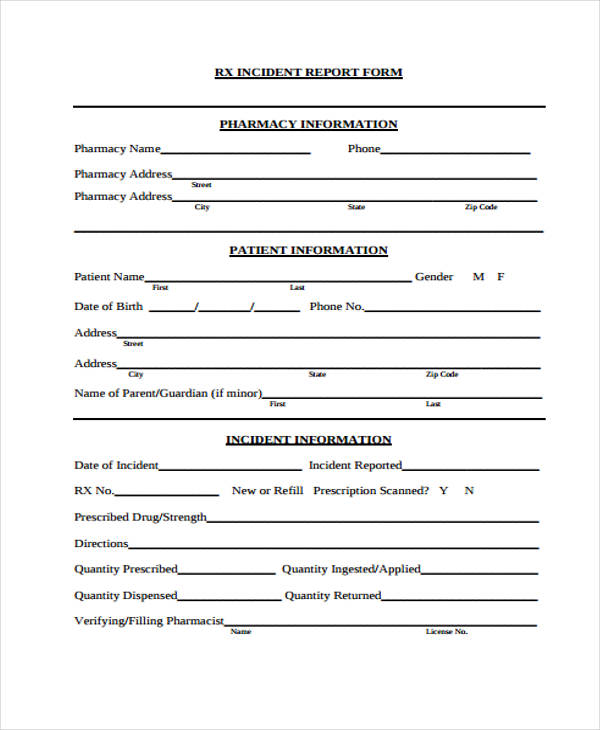 Free 41 Sample Incident Report Forms In Pdf Pages Excel Ms Word