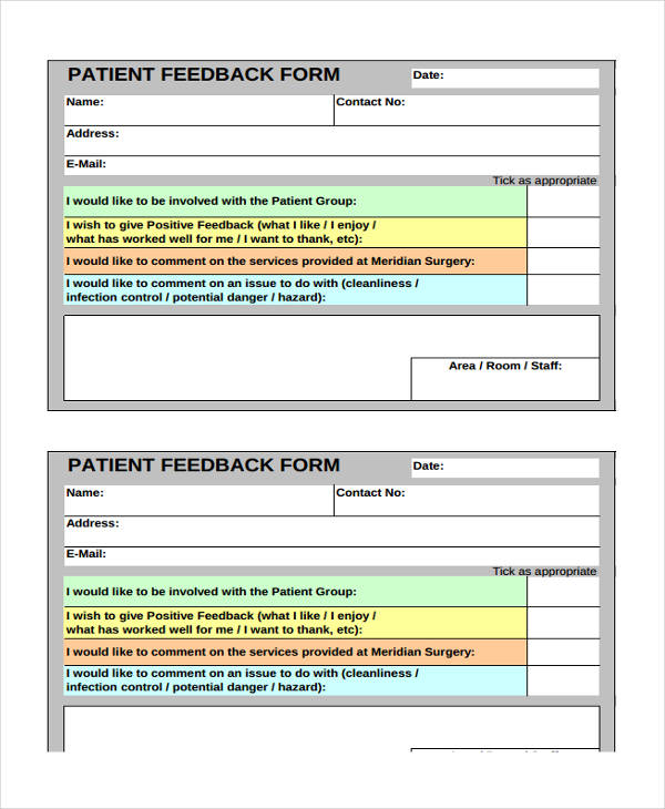 patient multi feedback form