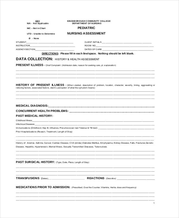 pediatric home health assessment form