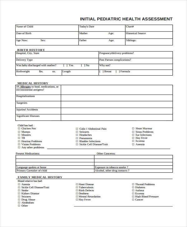 pediatric initial health assessment form1