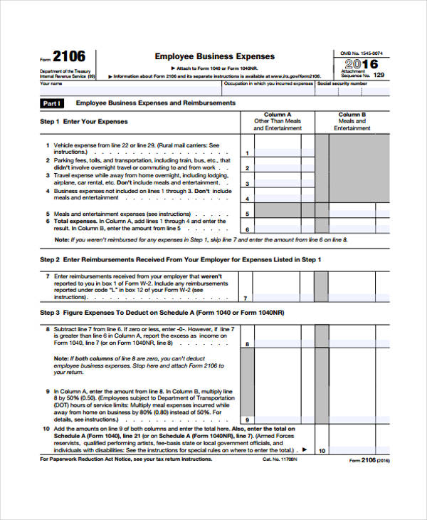 personal business expense report form