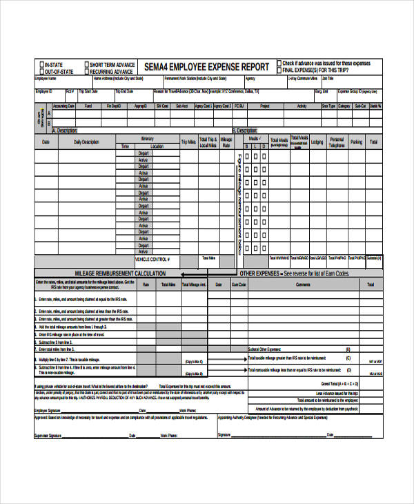 personal business expense report form1