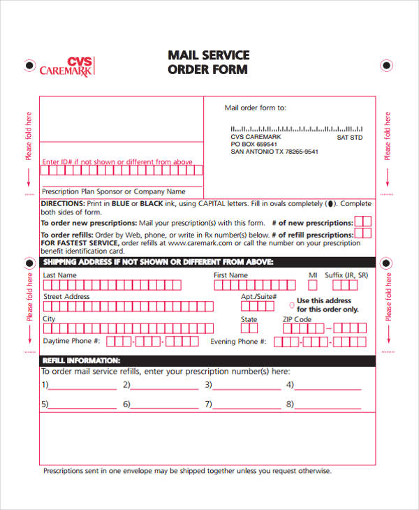 pharmacy mail service order form