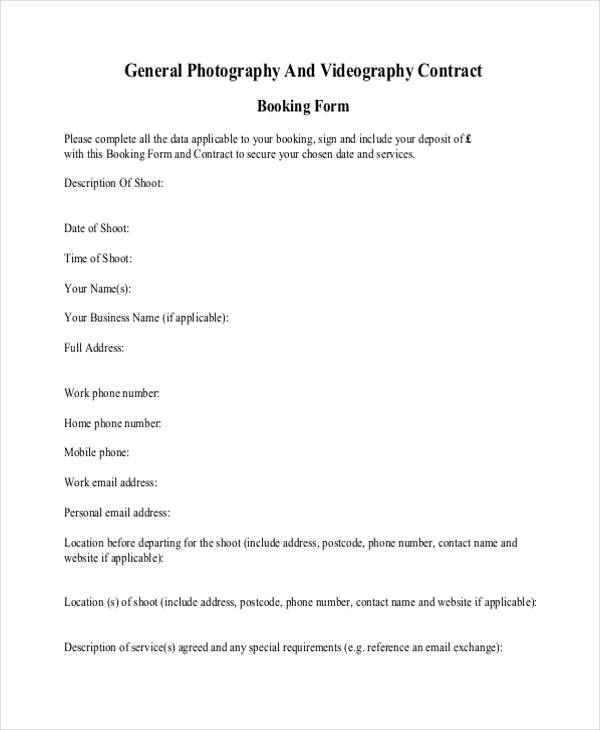 photography and video graphy contract